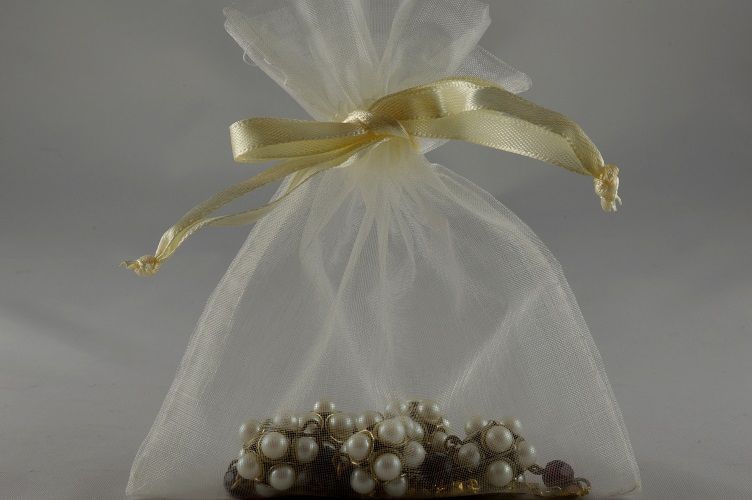 Pack of 12 Ivory Organza Bags
