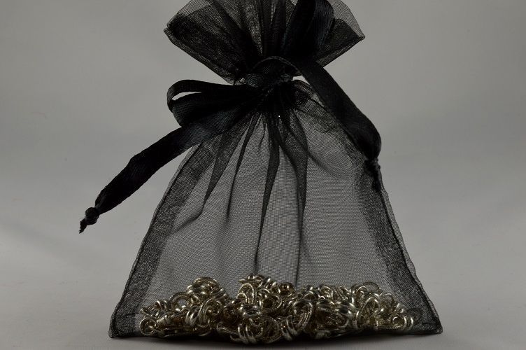 Pack of 12 Black Organza Bags