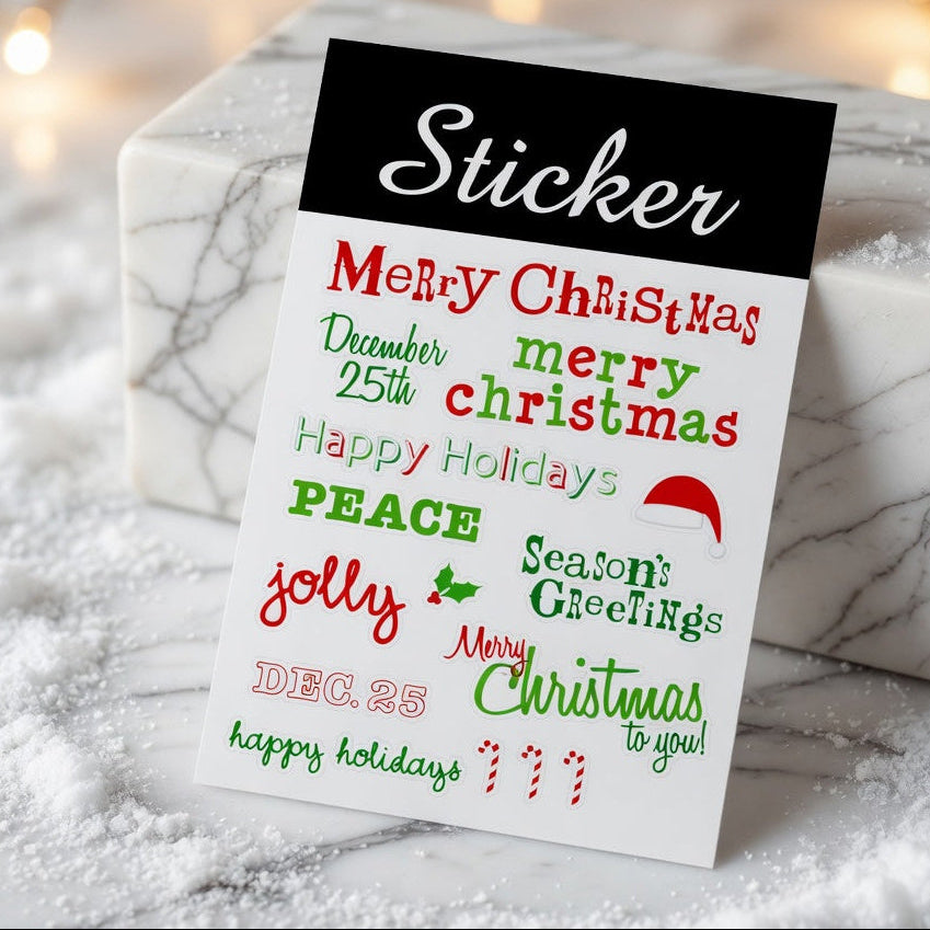 88089 - Green & Red Merry Christmas Stickers!