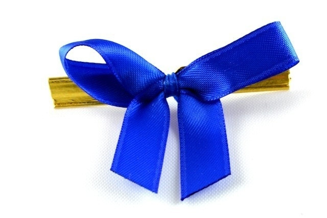 Y448 - 10mm Satin Coloured Mini Bows (10 Pieces per Pack)-75 Blue-1 Pack (10 Pieces)