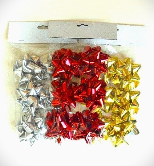 31160 - Gift packs of 6 metallic bows with self adhesive tab