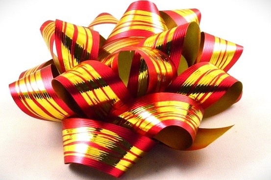 31162 - Gift Packs of 2 x Golden Striped Self Adhesive Bows