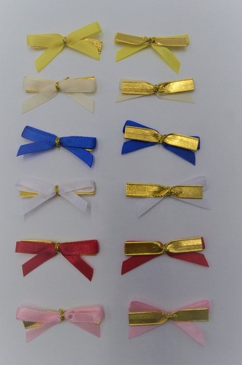 31164 - 7mm Double face satin Pre-tied Mini Bows available in various colours  ( A Fantastic price of £0.68 for 10 bows) 