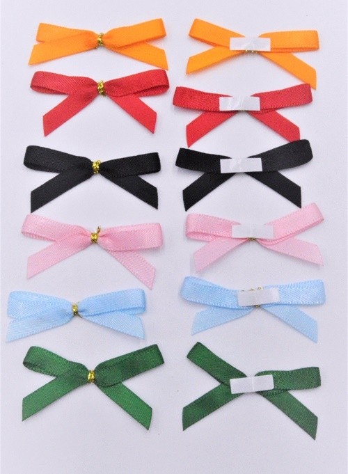 31165 - 7mm Double face Pre-tied satin Mini Bows available in various colours. (A Fantastic price for 10 bows) 