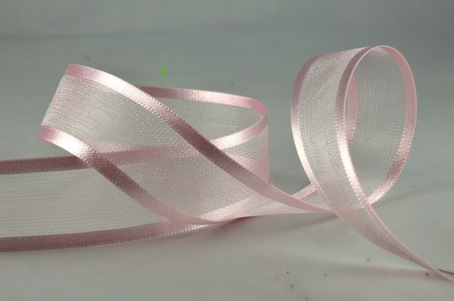 54420 - 10mm, 15mm, 25mm, 40mm & 70mm Satin Sheer Ribbon x 25 Metre Rolls - 32 Baby Pink