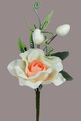 33004 - Soft White and Rose floral arrangement with beautiful embellishments.  Height  16cms ,  Width  8cms  (approx) 