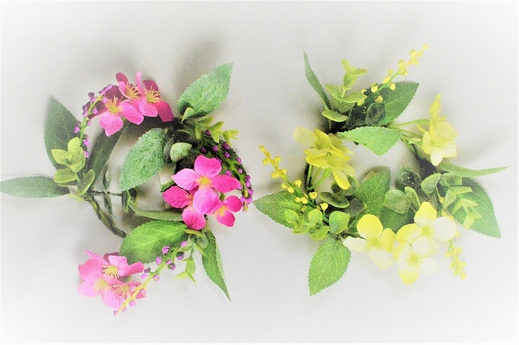 33017 - Vibrant floral Spring and Summer decorative arrangements.  Perfect as a hanging decoration or the centre piece of a candle. Two Sizes Available.