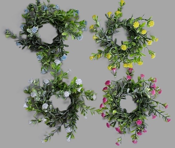 33019 - Delicate Spring flowers and leaves set in a circular floral arrangement. Two Sizes Available.  