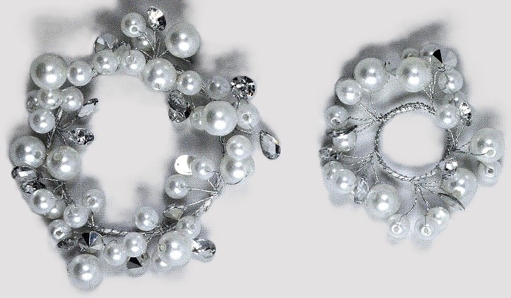 33021 - Faux Sparkly Pearls and Gems with a Silver decoration ring.  Two Sizes Available. Small  25mm Dia.   Large 65mm Dia