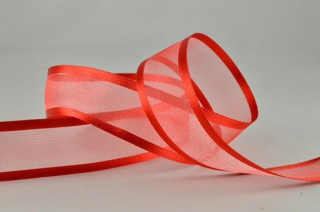 54420 - 10mm, 15mm, 25mm, 40mm & 70mm Satin Sheer Ribbon x 25 Metre Rolls - 35 Red