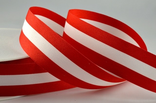 Y886 - 15mm Striped Flag Ribbon (25 Metres)  Col 428  15mm