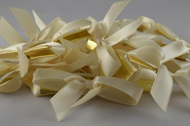 Y578 - 10mm Satin Coloured Mini Bows (50 Pieces per Pack)-51 Ivory-1 Pack (50 Pieces)