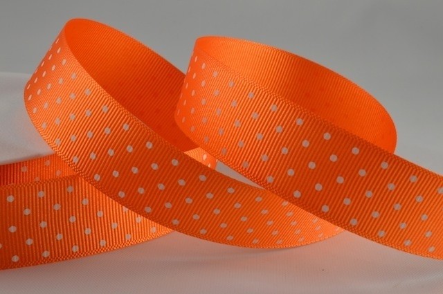 53759 - 22mm Spotted Grosgrain Ribbon (20 Metres)-23 Orange