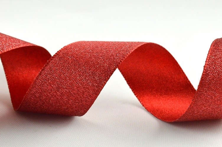 54259 - 25mm Satin Glitter Ribbon (20 Metre Rolls)-36 Red