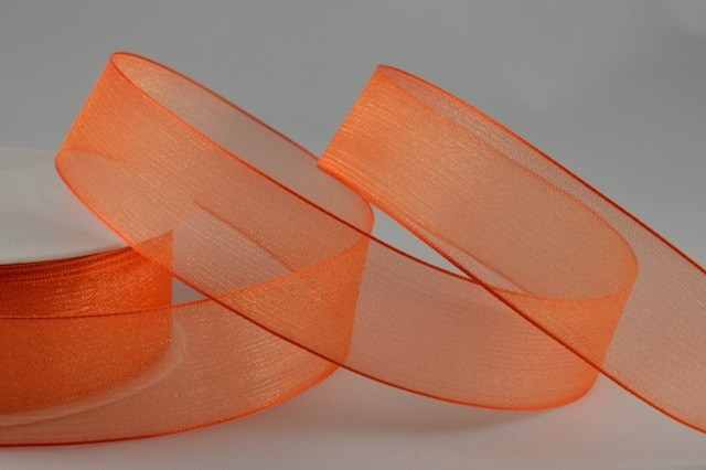 54419 - 25mm Orange Organza Sheer Ribbon x 25 Metre Rolls!