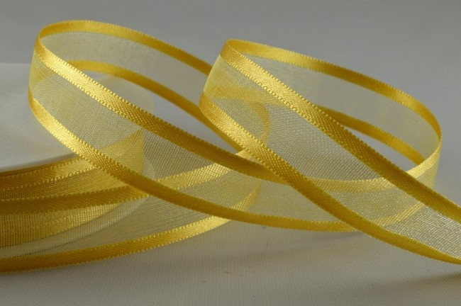 54420 - 25mm Gold Satin Sheer Ribbon x 25 Metre Rolls!