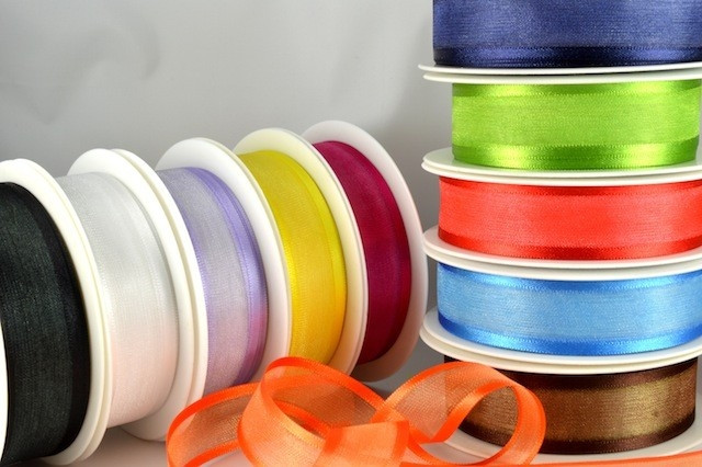 54420 - 10mm, 15mm, 25mm, 40mm & 70mm Satin Sheer Ribbon x 25 Metre Rolls