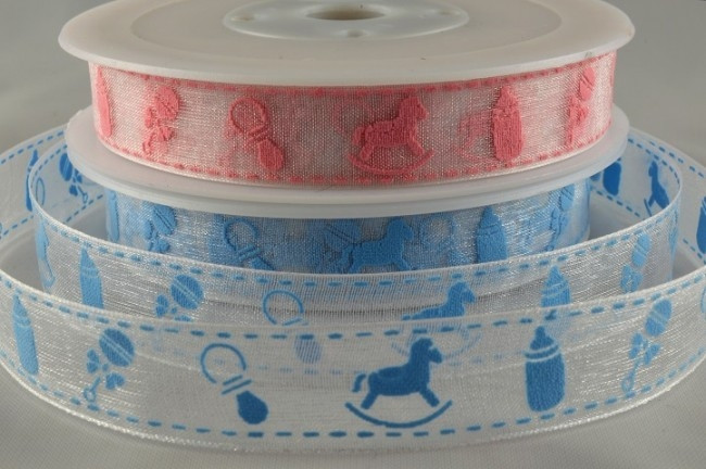 55004 - 15mm Sheer Baby Design Printed Ribbon (20 Metres)