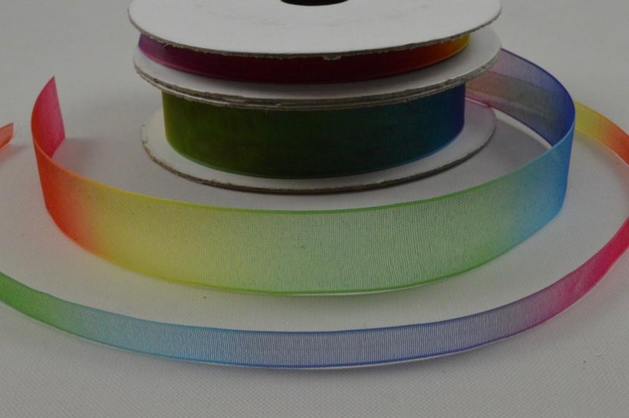 55078 - 6mm & 15mm Rainbow Sheer Organza Ribbon x 10 Metre Rolls!