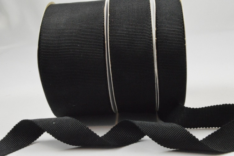 55099 -  BLACK  16mm, 25mm & 38mm Soft Rayon Petersham Ribbon now available in 10 Metre Rolls!