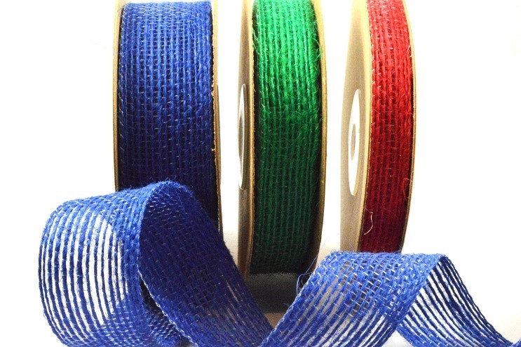 55142  - 10mm / 15mm / 25mm  - Eco Friendly Jute woven edge ribbon available in various colours x 10mts 