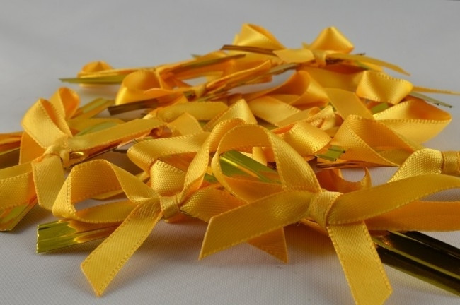 Y450 - 6mm Coloured Satin Bows (10 Pieces)-15 Goldy Orange