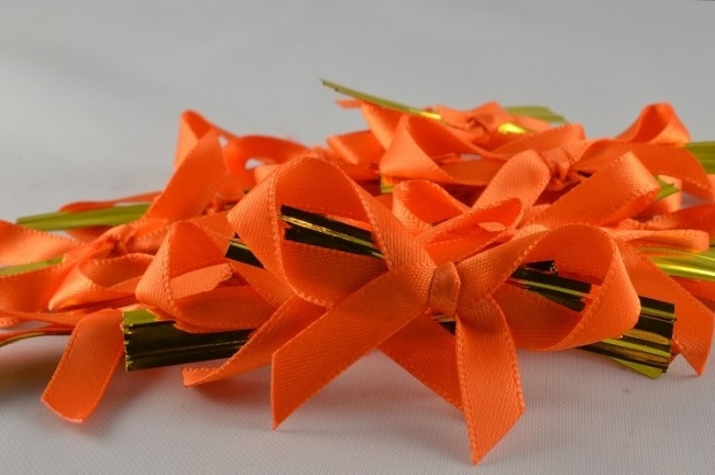 Y449 - 6mm Coloured Satin Bows (10 Pieces)-26 Orange