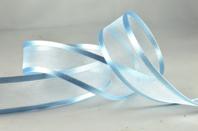 54420 - 10mm, 15mm, 25mm, 40mm & 70mm Satin Sheer Ribbon x 25 Metre Rolls - 70 Baby BLue