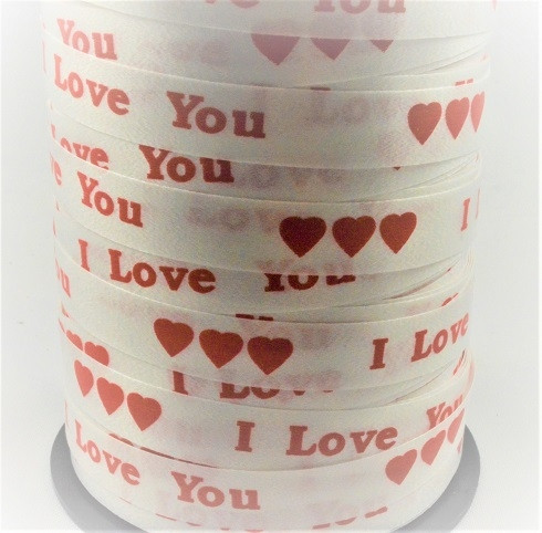 77028 - 10mm White Polypropylene I Love You Curling Ribbon x 100 Metre Rolls!!