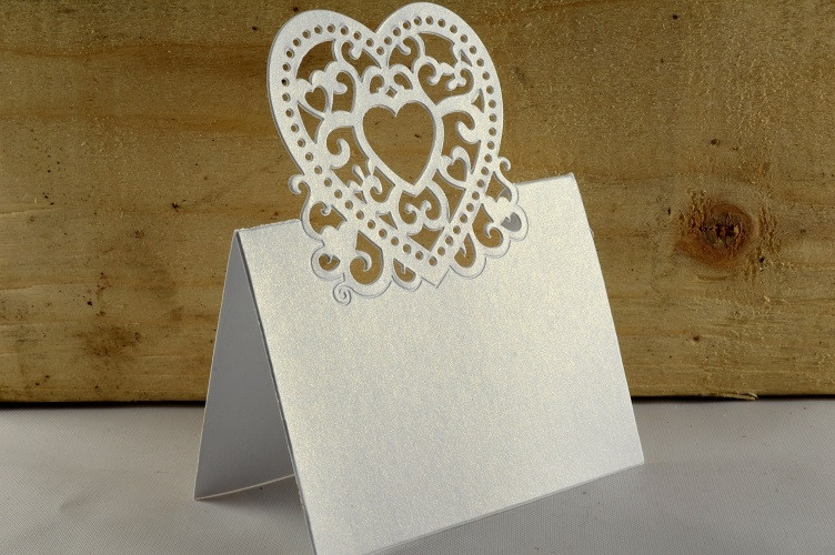 Y751-88010 - 20 White Heart Place Cards (20 Pieces)-8cm x 12cm-01 White-20 Pieces