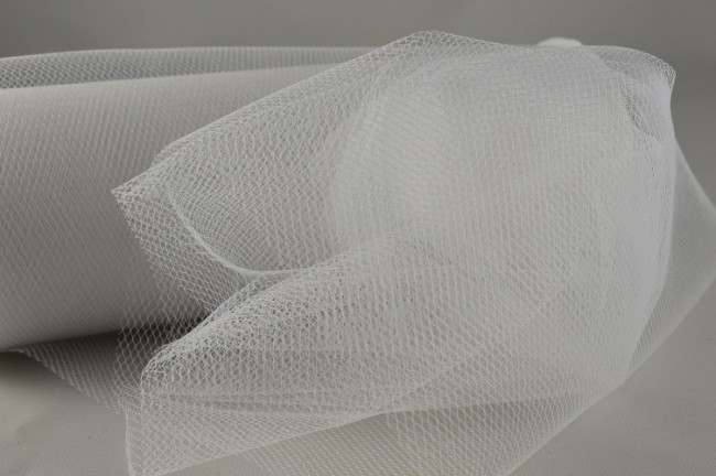 88016 - 150mm White Coloured Nylon Tulle Fabric (10 Metres)