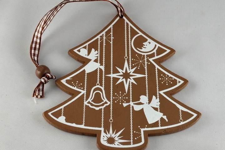88029 - Wooden Christmas Tree Decoration (1 Piece)-118mm x 105mm-57 Brown-1 Piece
