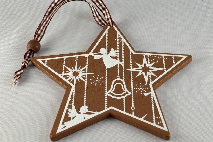 88030 - Wooden Christmas Star Decorations (1 Piece)-125mm x 125mm-57 Brown-1 Piece