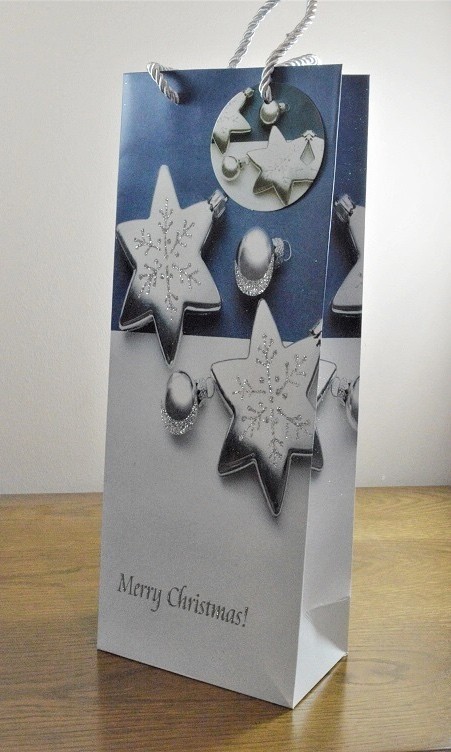 88120 - Sparkling Merry Christmas Glitter Baubles Bottle Bag & Tag!!-White