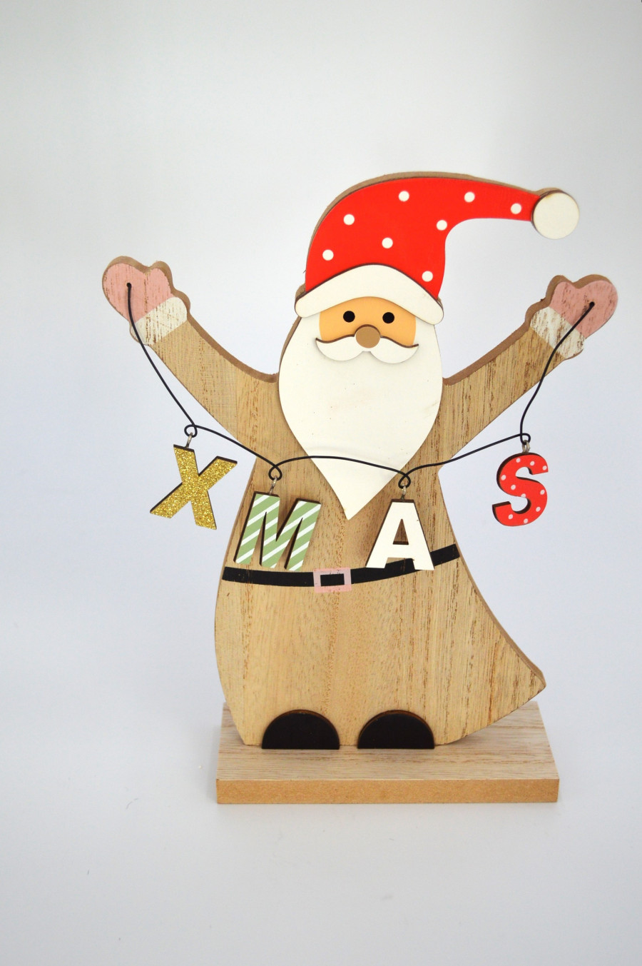 88179 - Wooden freestanding Christmas and Winter Decoration Ornaments - Santa Claus Christmas