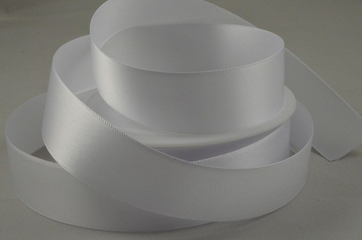93977 - 38mm White Double Sided Satin x 25 Metre Rolls!