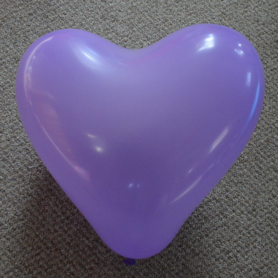 12" Love Heart Latex Balloons (Pack of 6)-43 Purple