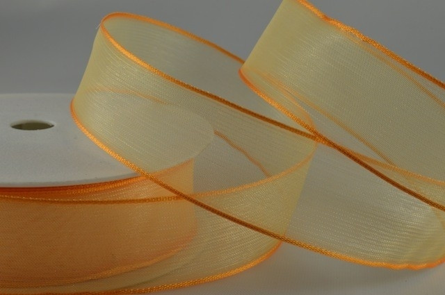 Y618 - 40mm Wired Sheer with Strong Coloured Edge - Rustic Orange