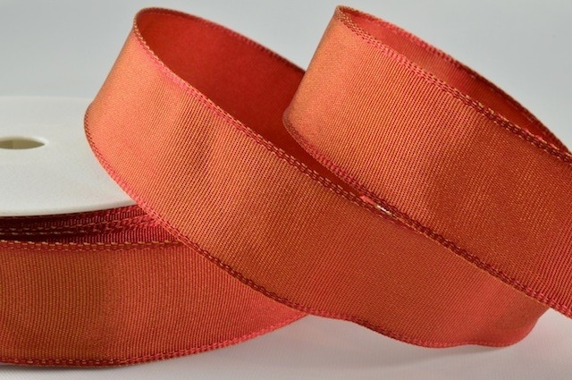 Y630 - 25mm Wired Decorative Florist Ribbon (25 Metres)-25mm-29 Orange Red