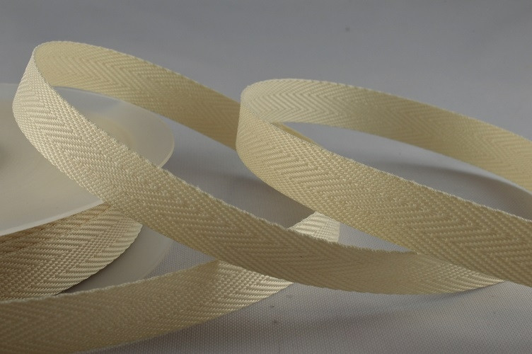 Y770 - 25mm Beige woven edge herringbone ribbon x 10mts