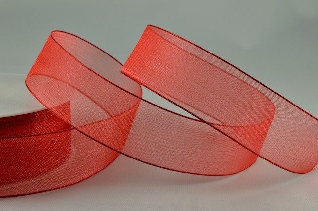 54419 - 25mm Red Sheer Organza Ribbon x 25 Metre Rolls!