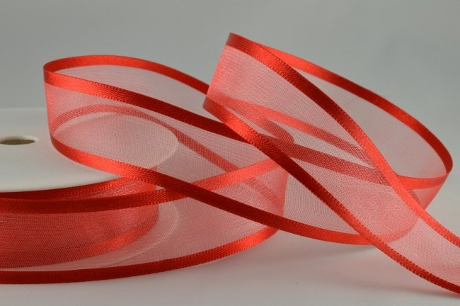 54420 - 10mm Red Satin Sheer Ribbon x 25 Metre Rolls!