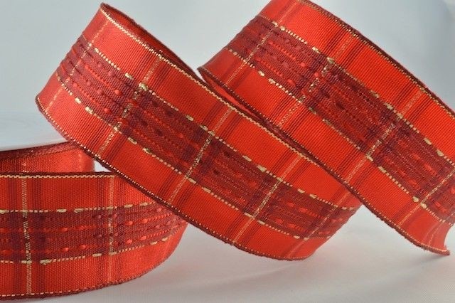 44107 - 40mm Red Wired Woven Tartan (20 Metres)
