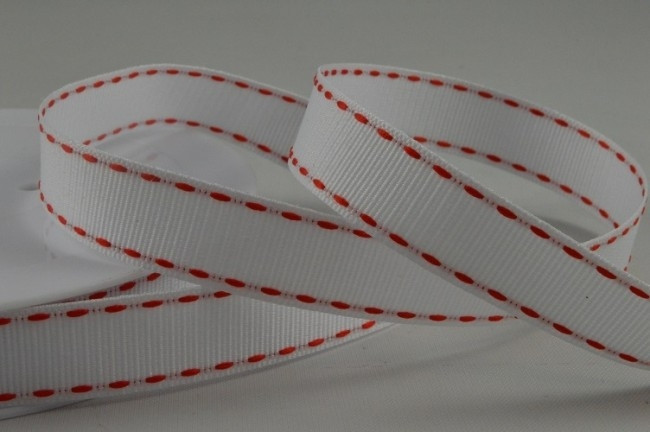 X292- 15mm White Grosgrain Ribbon with Stitched Edges x 20 Metre Rolls!