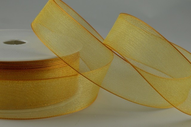 54419 - 15mm Gold Sheer Organza Ribbon x 25 Metre Rolls!