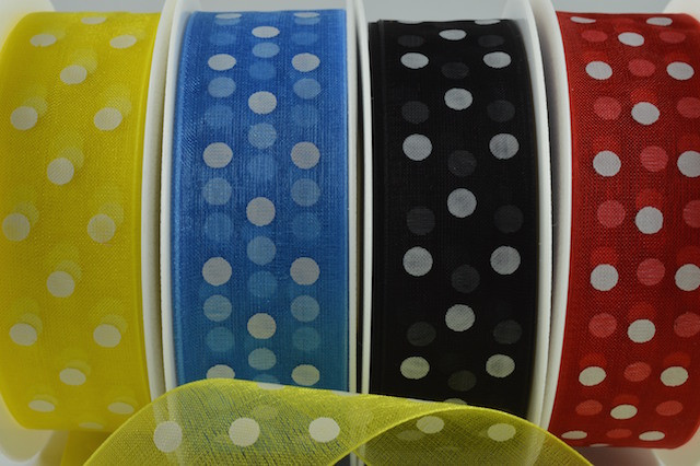 55001 - 10mm & 25mm Organza Spotted Dot Ribbon (20 Metres)