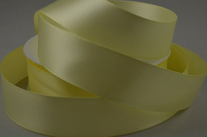 X318 - 38mm Double Sided Satin Ribbon x 25 Metre Rolls!-10 Yellow Cream