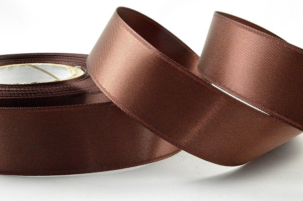 X236 - 25mm Brown Double Sided Satin Ribbon x 25 Metre Rolls!