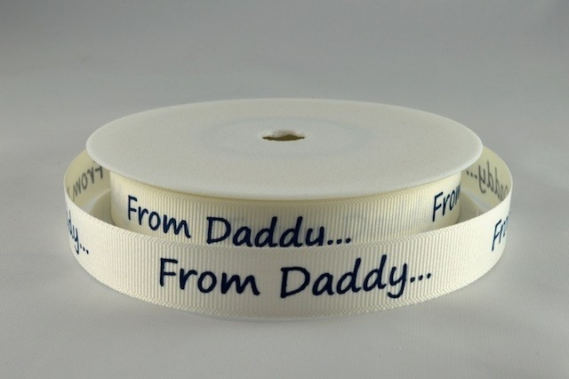 X303- 54556 - 16mm From Daddy Printed Ribbon (20 Metres)-50 Blue