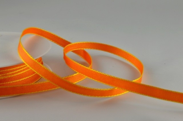 X305 - 54564 - 6mm Woven Edge Coloured Ribbon (20 Metres)-28 Orange